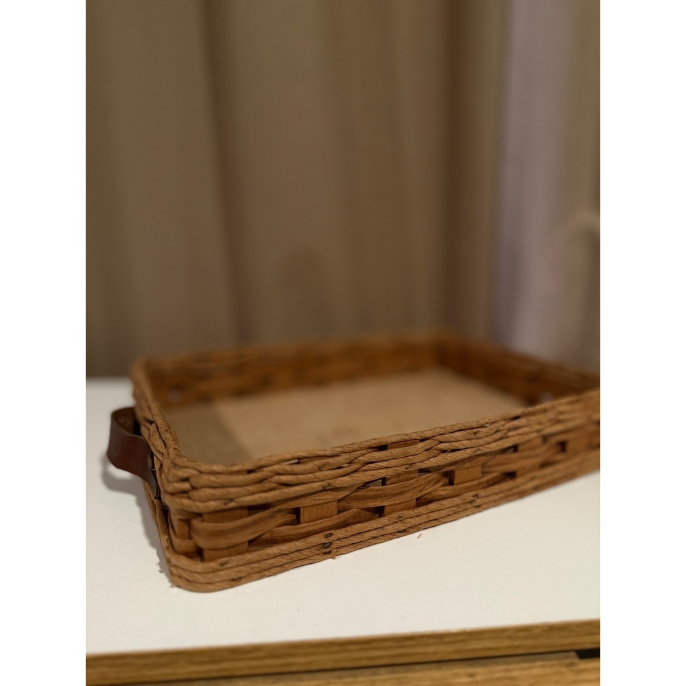Pyrex Brand 233 Woven Tray set of two with Leather Handles Corning‎ NY USA